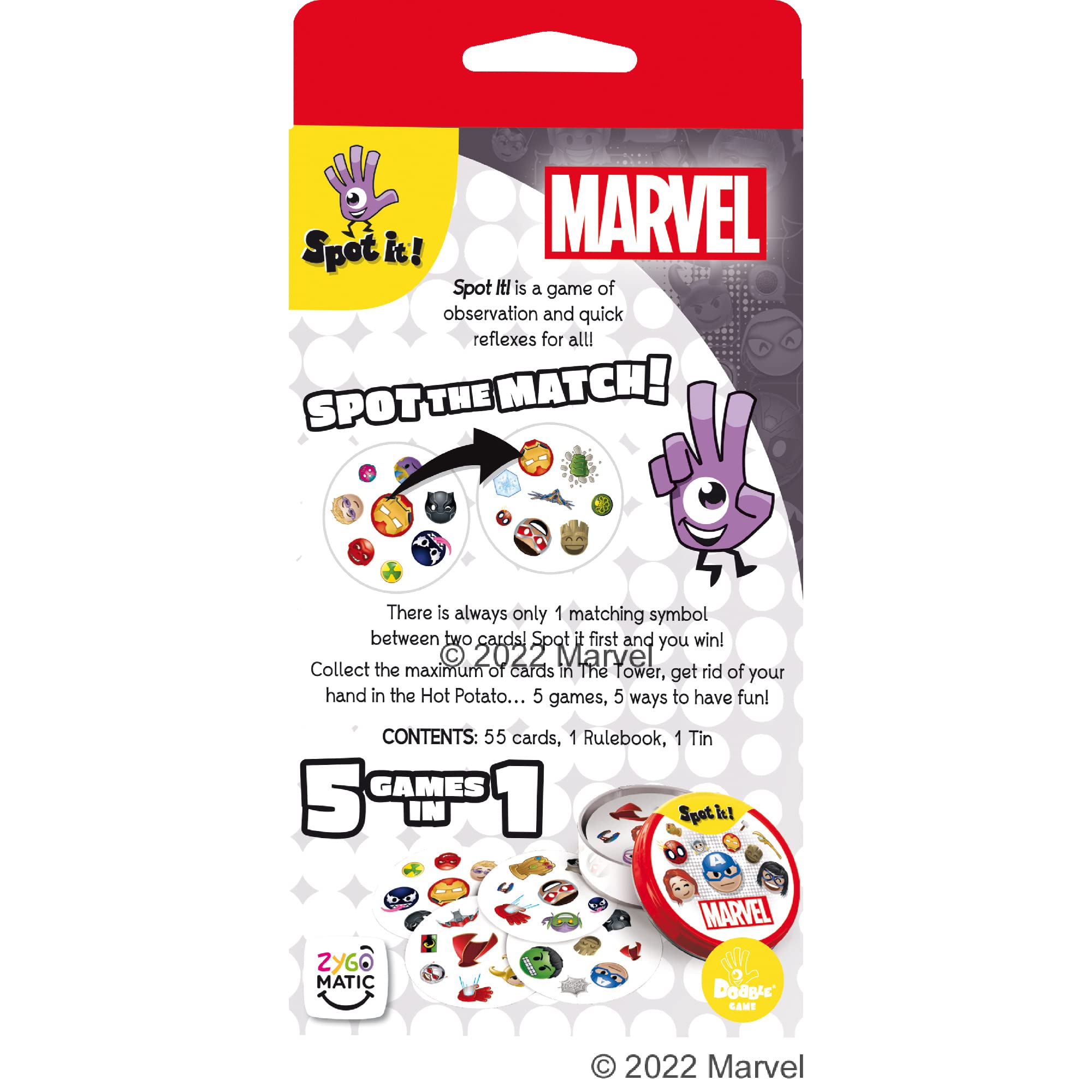 Zygomatic Spot It! Marvel Emojis Card Game (Eco-Blister) | Matching Game | Fun Kids Game for Family Game Night | Travel Game for Kids | Ages 6+ | 2-8 Players | Avg. Playtime 15 Mins | Made
