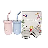toddler cups spill proof baby sippy cup | Best snack cups & toddler water bottle | Smoothie cups with non spill thermos lid | Stainless steel straw sippy cups for toddlers 12Oz