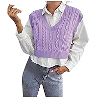 Women's Sweater Vest Casual V-Neck Pullover Shirt Collision Color Sleeveless Sweater Vest, S-4XL