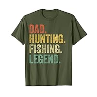 Mens Dad Gift Deer Hunting Bass Fishing Legend Funny Papa Grandpa T-Shirt