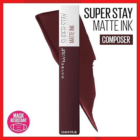 Super Stay Matte Ink Liquid Lipstick Makeup, Long Lasting High Impact Color, Up to 16H Wear, Composer, Cherry Brown, 1 Count