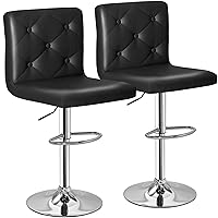 VECELO Adjustable Bar Stools with Back, Bar Height Stools for Kitchen Counter, Bar Stools Set of 2, X-Large Size, Black