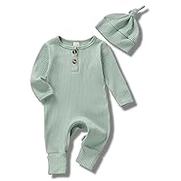 CIYCUIT Newborn Baby Boy Girl Romper Clothes Infant Solid Ribbed Onesie Bodysuit Jumpsuit Outfits