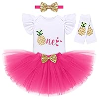 IBTOM CASTLE Baby Girls Pineapple/Strawberry/Avocado/Lemon Fruit Birthday Party Outfit Tutu Skirt Leggings 4pcs Clothes Set