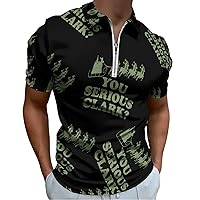 You Serious Clark Mens Polo Shirts Quick Dry Short Sleeve Zippered Workout T Shirt Tee Top