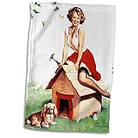 3dRose - Print of Elvgren Pinup Build A Dog House - Towel - (twl-204069-1)