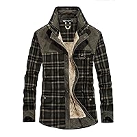 Men's Vintage Long Sleeve Flannel Sherpa Lined Shirt Button Down Heavyweight Buffalo Plaid Winter Outdoor Casual Windproof and Warm Shirts Jackets with Pockets(B Gray XXL)