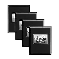 Debossed Photo Album, Set of 4, Black, Photo Album Scrapbook with Capacity for 40 Photos