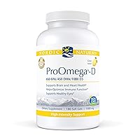 ProOmega-D, Lemon Flavor - 180 Soft Gels - 1280 mg Omega-3 + 1000 IU D3 - High-Potency Fish Oil - EPA & DHA - Brain, Eye, Heart, Joint, & Immune Health - Non-GMO - 90 Servings