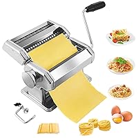 Pasta Maker,Stainless Steel Manual Pasta Maker Machine With 8 Adjustable Thickness Settings,2 Blades Noodle Cutter, Perfect for Homemade Spaghetti, Fettuccini, Lasagna,or Dumpling Skins