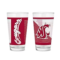 Rico Industries NCAA Main 16 oz Pint Glasses with Digitally Printed Logo, Practical Set of 2 Classic Drinking Glasses, for Fans, Dishwasher Safe