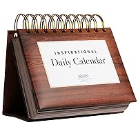 EXCELLO GLOBAL PRODUCTS, Motivational & Inspirational Perpetual Daily Flip Calendar Self-Standing Easel (Woodgrain)