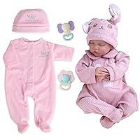 Aori 18 Inch Lifelike Baby Doll and Pink Outfit Accessories for 17-20 Inch Newborn Girl