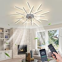 REYDELUZ 36.2'' Ceiling Fan with Lights, Led Ceiling Fan Bedroom Ceiling Lamp Remote Control 3 Colors Switching Dimming Intelligent 6 Wind Speed Living Room Fan Ceiling Lamp