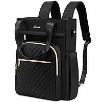 LOVEVOOK Laptop Backpack for Women, 15.6 Inch Work Business Laptop Bag, Wide Top Open Teacher Nurse Bag with USB Port, Waterproof Computer Backpack Purse for travel, Black