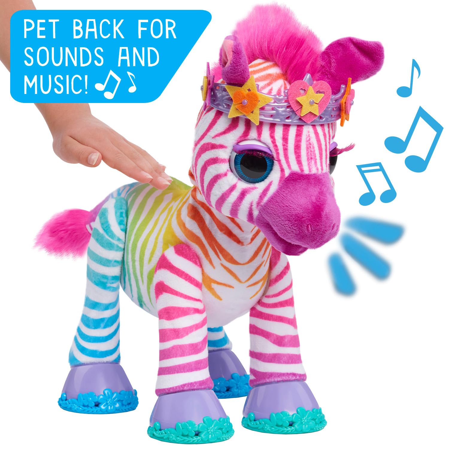 FurReal Zenya My Rainbow Zebra, Kids Toys for Ages 4 Up by Just Play