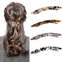 Hair Barrettes for Women Thick Hair Large No Slip Womens Hair Styling Accessories Automatic Clasp Retro Classic Hair Clips 4 Pieces (Style three)
