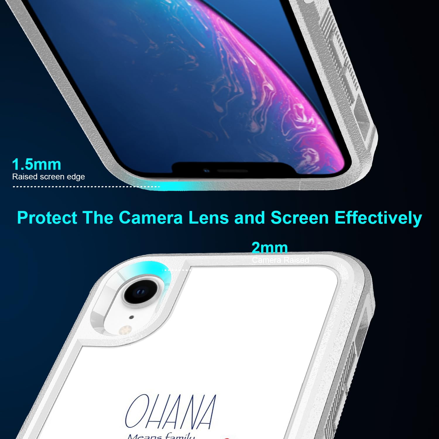 Candykisscase Case for iPhone Xs, Stitch Ohana Means Family Pattern Shock-Absorption Hard PC and Inner Silicone Hybrid Dual Layer Armor Defender Case Protective Cover for Apple iPhone X and iPhone Xs