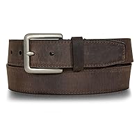 WOLVERINE Men Boot Leather Work Belt, Rugged Patch-Brown, 52