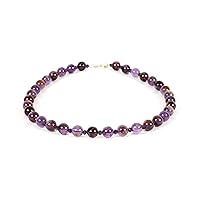 JEWELZ 24 inch Long Round Shape Smooth Cut Natural Amethyst Cacoxenite 8 mm Beads Necklace with 925 Sterling Silver Clasp for Women, Girls Unisex