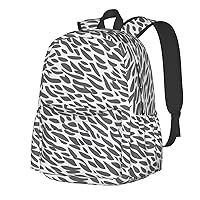 Black Zebra Print Pattern Backpack Print Shoulder Canvas Bag Travel Large Capacity Casual Daypack With Side Pockets