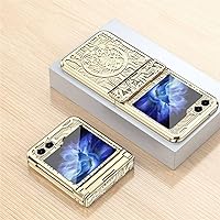 Fold Phone Case for Samsung Z Flip 4 for Galaxy Z Flip3 ZFlip 5 Flip Z Flip4 Flip5 Clear Acrylic Plating Cover,Gold,for Z Flip 5