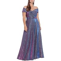 Xscape Womens Plus Drapey Maxi Evening Dress