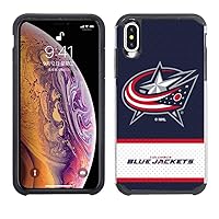 Apple iPhone Xs Max - NHL Licensed Columbus Blue Jackets Blue Jersey Textured Back Cover on Black TPU Skin