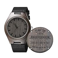 UFOORO Engraved Wooden Watches for Men, Natural Wood Watch Personalized Gifts Customized Watch for Dad Son Husband Birthday Wedding Anniversary Graduation Christmas…