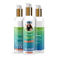 13 Herbs Hair Oil - Handmade Natural Hair Oil with Coconut Oil, Curry Leaves, and more - Hair Fall Control Oil for Dry Damaged Hair - 100ML (3 Bottle Pack)