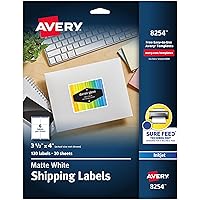 Avery Matte White Shipping Labels, Sure Feed Technology, Permanent Adhesive, 3-1/3