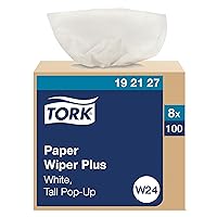 Tork Paper Wiper Plus White W24, Pop-Up Box, 8 x 100 Sheets, 192127