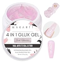 Makartt Solid Gel Builder,15ML Nail Extension Gel 3d Sculpting Gel for Nail Art UV Glue for Acrylic Nails Rhinestones Gel 4 in 1 Hard Gel Molding Gel for Nails Nail Lamp Required Rose Iridescent