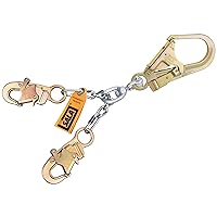 3M DBI-SALA 5920050 Positioning Lanyard, 20.5-Inch Chain Rebar Assembly, with Swiveling Steel Rebar Hook At Center, Snap Hooks At Leg Ends, Silver