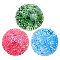 Entervending Stress Ball - Squishy Ball Set of 3 - Random Colors Confetti Squeeze Balls - 2.75 Inch Gel Stress Balls for Kids - Stress Relief Toys - Anti Stress Ball Pack - Fidget Squishy Ball