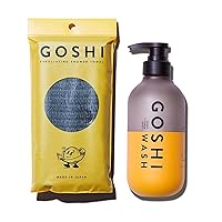 GOSHI Exfoliating Shower Towel and Super Vitamin Body Wash for Women and Men - Exfoliating Bath Set for All Skin Types