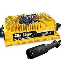 48 Volt Golf Cart Battery Charger,15AMP Club Car Battery Charger for 48 Volt Golf Carts,18FT, 4-6 Hours Full Charge,3-Pin Round Plug,900W Golf Cart Charger