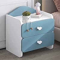 Modern Nightstand with Drawer and Open Shelf, Wooden End Table with Open Storage, Farmhouse Bedside Table Sofa Table for Bo*ys Gi*rls Ki*ds' Room Bedroom(40x45x30cm(16x18x12inch), Blue1)