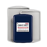 Bakken Swiss Cookie Sheet 3 Piece Set - Non-Stick, Stackable Baking Pans, Deluxe Ceramic Coating – Dishwasher Safe - for Home Baking