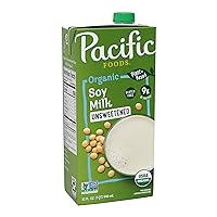 Pacific Foods Organic Unsweetened Soy Milk, Plant Based Milk, 32 oz Carton