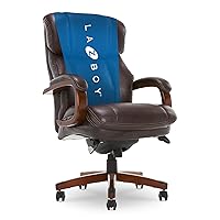 La-Z-Boy Fairmont Big and Tall Executive Office Chair with Memory Foam Cushions, High-Back with Solid Wood Arms and Base, Bonded Leather, Biscuit Brown