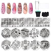 Biutee Nail Stamping Plate Kit 2 Nail Stamper 13 Nail Art Stamp Plate Set 2  Scraper Nail Stamping Kit Template Image Plate Stencils Tool for Manicure