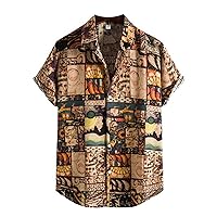 Men's Retro 50s Hawaiian Shirt,Short Sleeve Tropical Beach Clothing