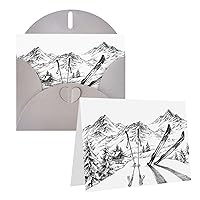 Greeting Cards Skiing With Gear Set Printed Thank You Card With Envelopes Funny Birthday Card For All Occasion Holiday Christmas Birthday Party Card Gifts 4 X 6 Inch