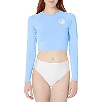 Body Glove Women's Standard Let It Be Long Sleeve Crop Top Rashguard with UPF 50, Periwinkle
