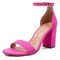 COASIS Women's Chunky Block Heels Open Toe Ankle Strap 3.5 Inch Heeled Sandals
