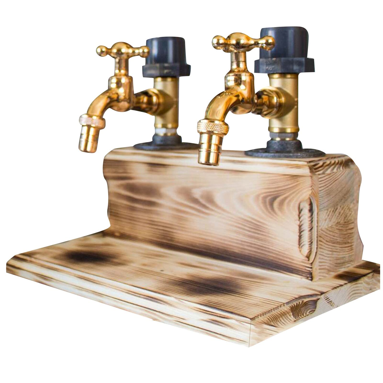 Xirudory Whiskey wood Dispenser,Fathers Day Liquor Alcohol Whiskey Wood Dispenser Faucet Shape for Party Dinner Bars and Beverage Stations (02 Double)