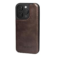 TORRO Leather Case Compatible with iPhone 15 Pro – Premium Leather Bumper Case - Dark Brown