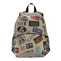 ALAZA Old Time Car Number License Plates Casual Backpack Bag harness bookbag Travel Shoulder Bag