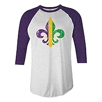 Threadrock Mardi Gras Fleur De Lis Unisex Raglan T-Shirt